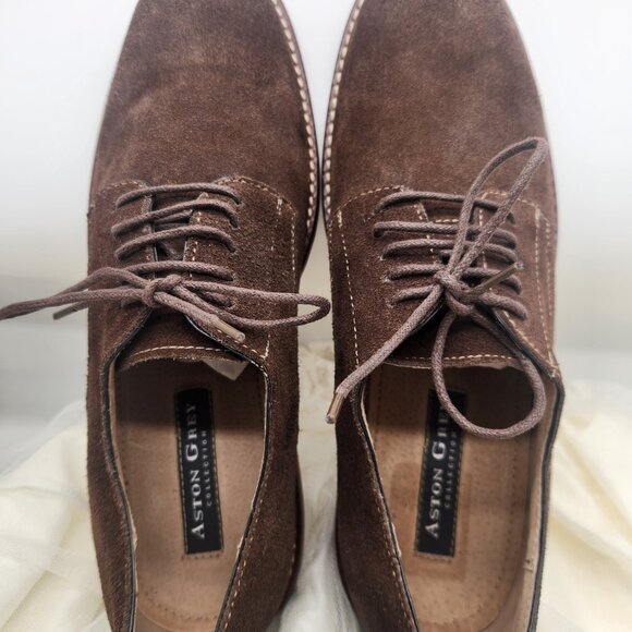 NEW-Aston Grey Collection Mens Suede Oxford Shoes, Size 9, Color: Brown - Picture 3 of 6